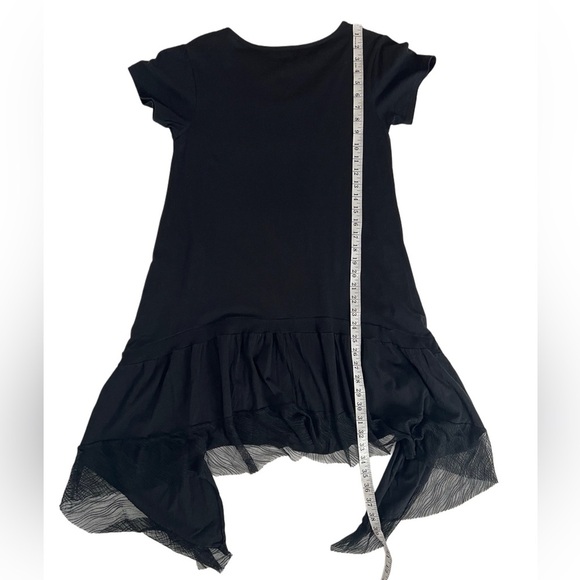 Tout a Coup Asymmetric Midi Black Cotton blend Mesh Whimsigoth grunge Dress M - Picture 9 of 16